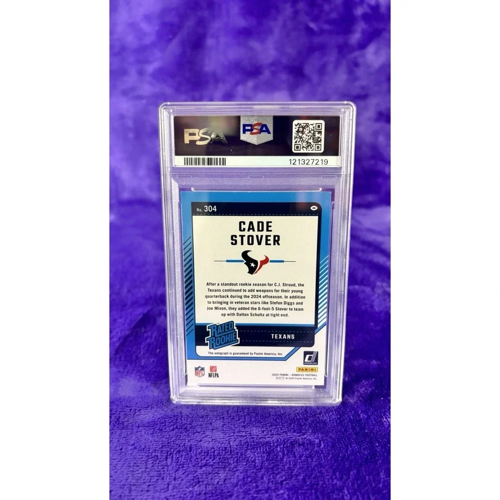 2024 Panini Donruss Cade Stover Rated Rookie Auto /199 PSA 9 Auto 10 #304 Texans